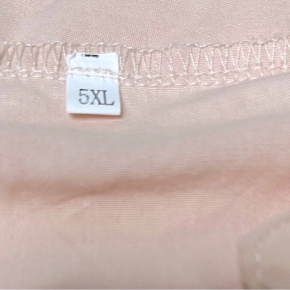 Womens Blouse 5XL Pale Pink 3 Button Front V Neck Long Sleeve Comfortable - Picture 3 of 3